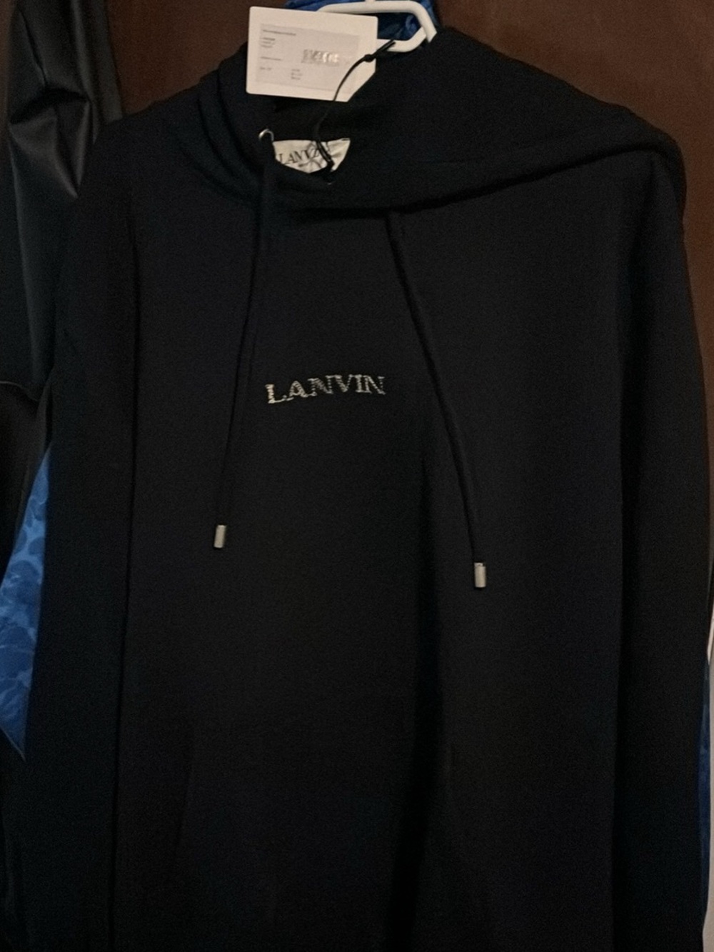 Lanvin Black Men's Pullover Hoodie with Center Logo